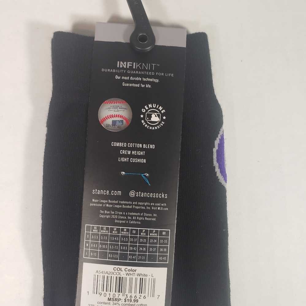 NWT Men's Colorado Rockies Color Stance Socks - Picture 4 of 7